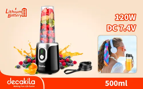 Decakila KMJB022B Cordless stand blender خلاط شحن 7.4 فولت 300 مل عصير رياضي 