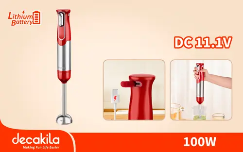 Decakila KMJB023R Cordless hand blender خلاط شحن عامودي 11.1 فولت  