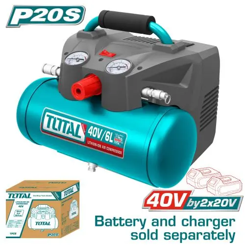 Total TACLI2003 Lithium-Ion air compressor
 كمبريسر شحن 20 فولت 6 لتر بدون بطارية وشاحن