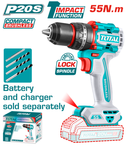 Total TIDLI205581 درل شحن 20 فولت 55 نيوتن بدون بطاريات
