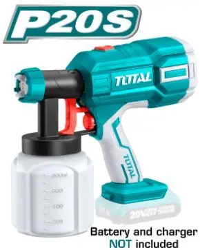 TOTAL TSGLI2001 Lithium-Ion spray gun 20V 800ml
 فرد رش دهان شحن بدون بطارية